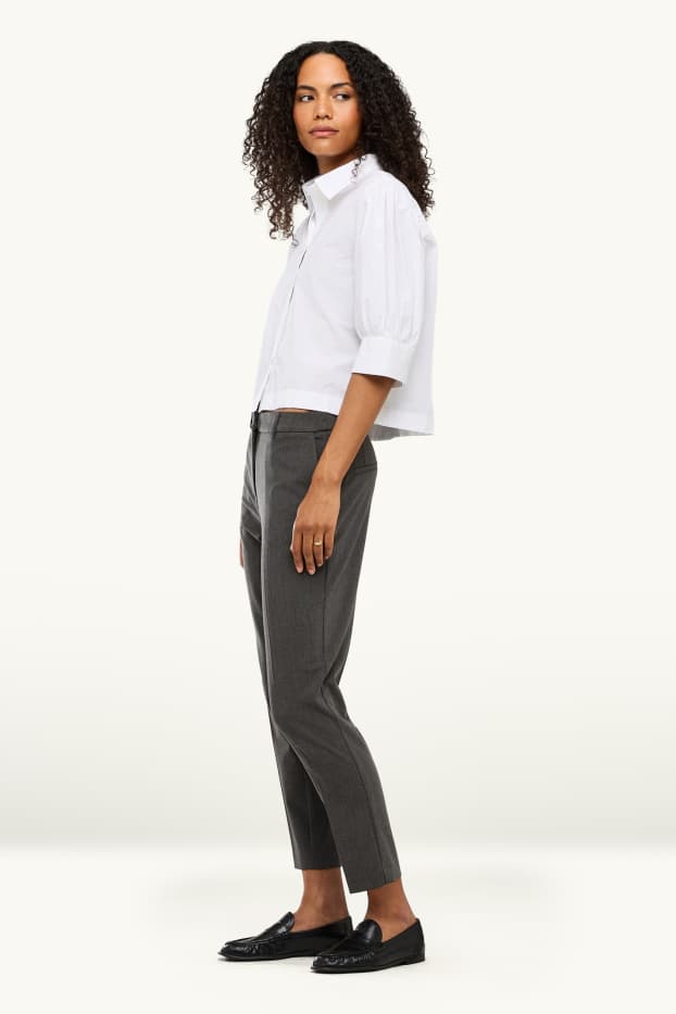 Donna - Pantaloni - vita media - tapered fit - grigio scuro