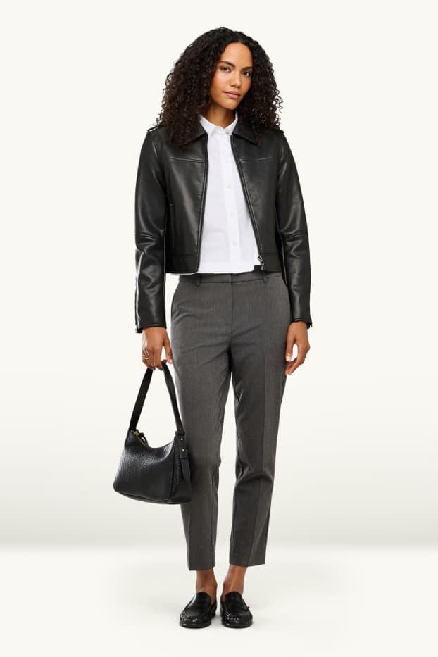 Donna - Pantaloni - vita media - tapered fit - grigio scuro
