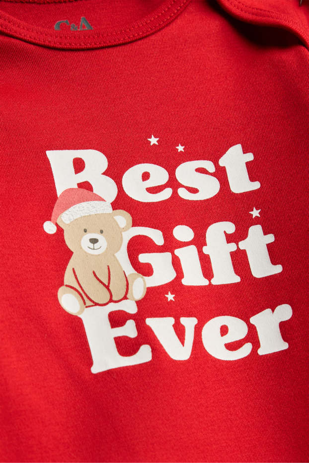 Bébés garçons - Ours en peluche - body de Noël bébé - rouge