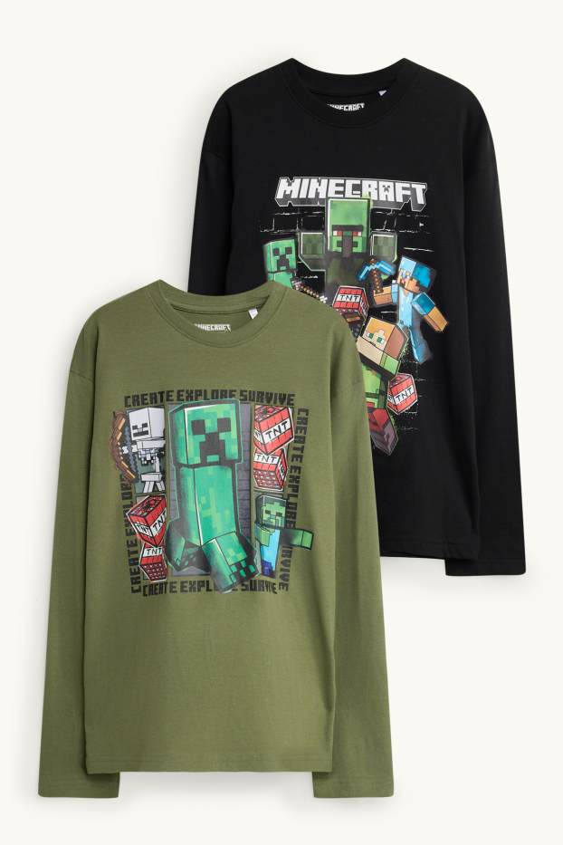 Kinder Jungen - Multipack 2er - Minecraft - Langarmshirt - dunkelgrün