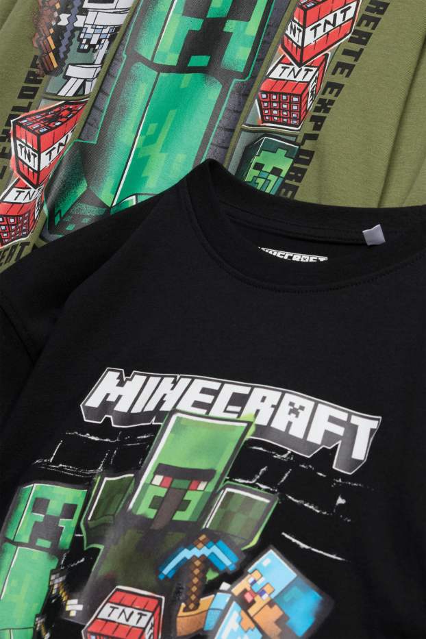 Kinder Jungen - Multipack 2er - Minecraft - Langarmshirt - dunkelgrün