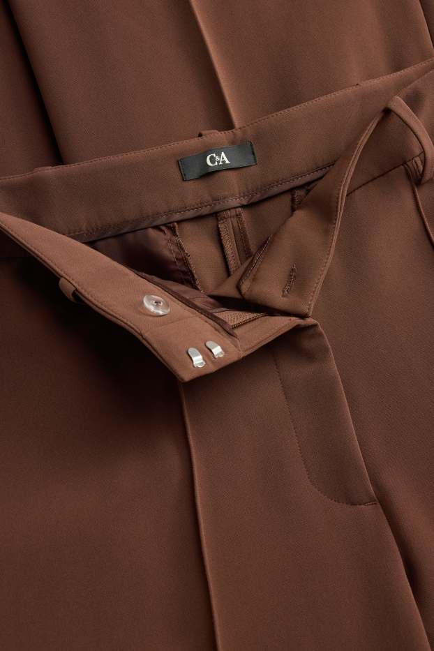 Femmes - Pantalon de bureau - high waist - straight fit - marron