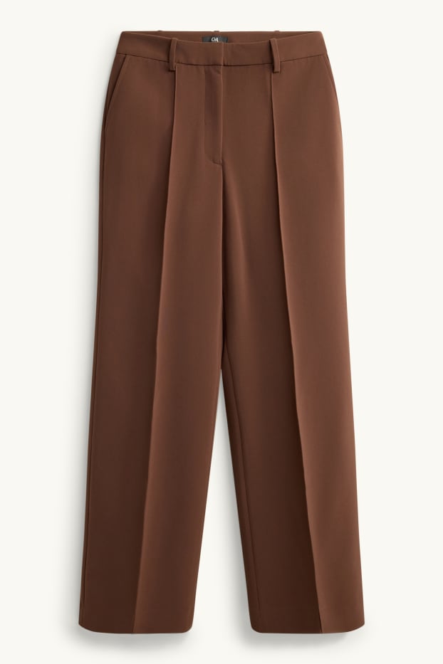 Femmes - Pantalon de bureau - high waist - straight fit - marron