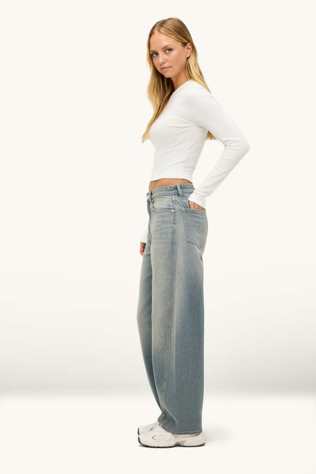 Dames - Barrel jeans - mid waist - jeanslichtblauw