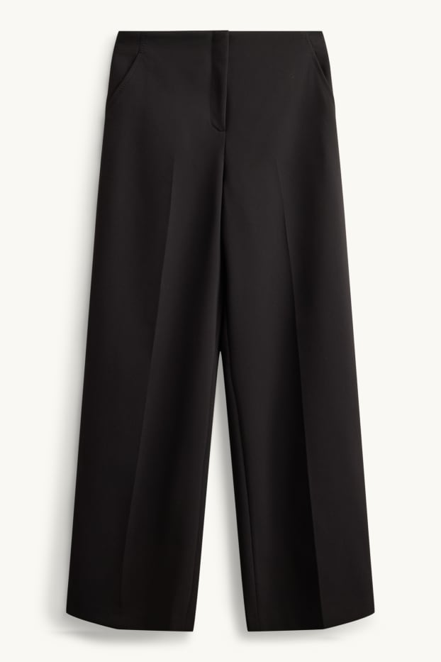 Damen - Business-Hose - High Waist - Wide Leg - schwarz