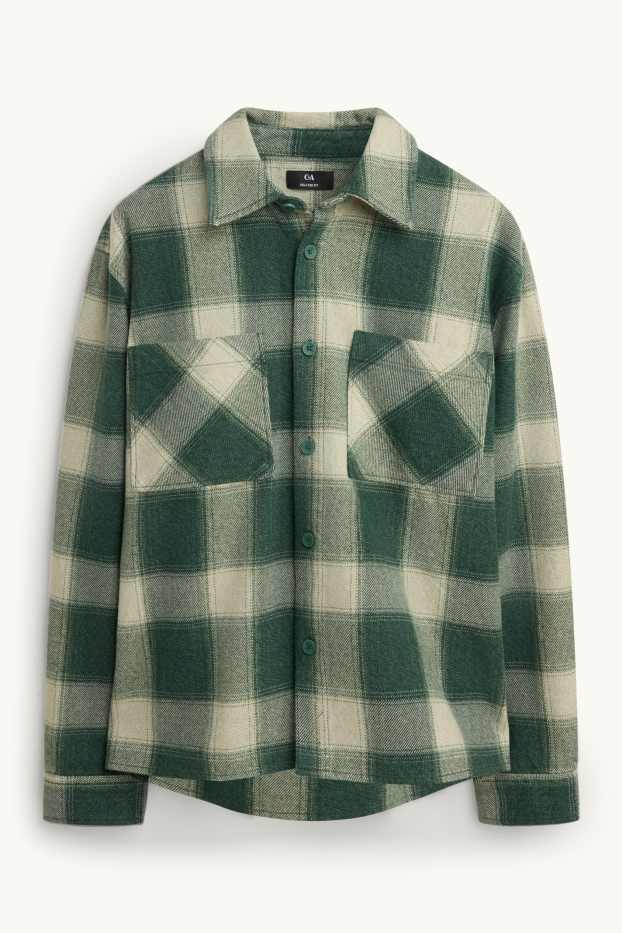 Hommes - Chemise - relaxed fit - col kent - à carreaux - vert