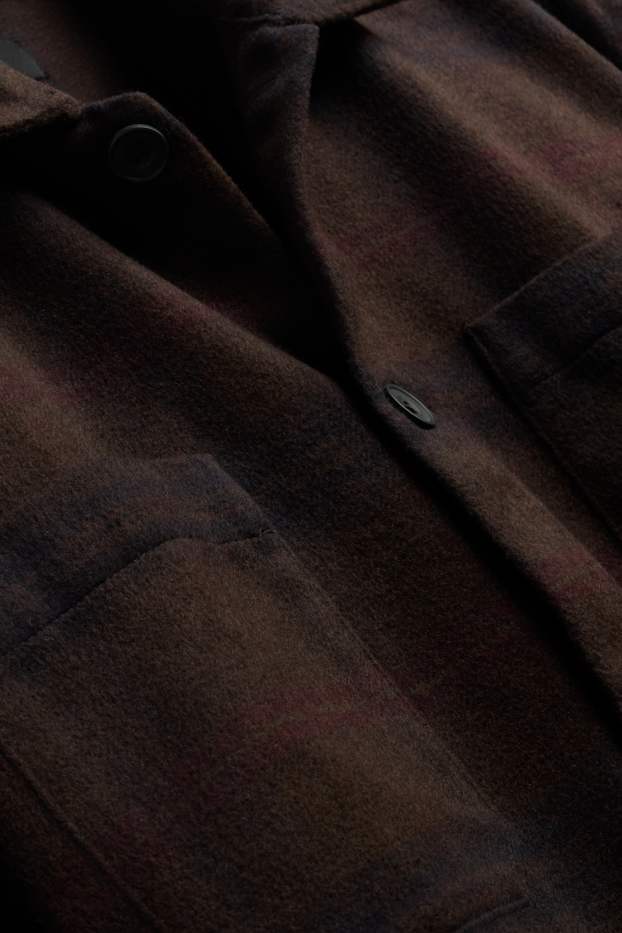 Hommes - Chemise - relaxed fit - col kent - à carreaux - marron foncé