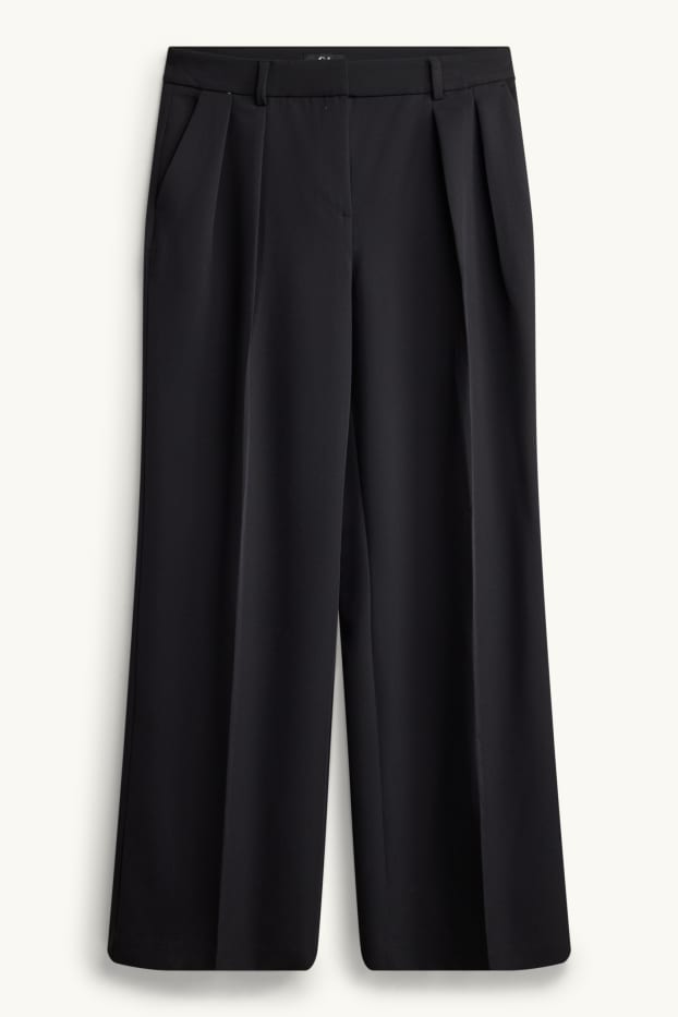 Damen - Business-Hose - High Waist - Wide Leg - schwarz