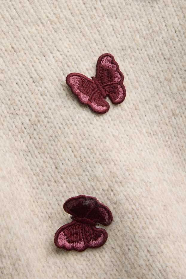 Kinderen: meisjes - Vlinder - trui - beige / bordeaux