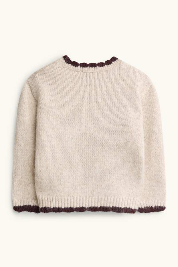 Kinderen: meisjes - Vlinder - trui - beige / bordeaux