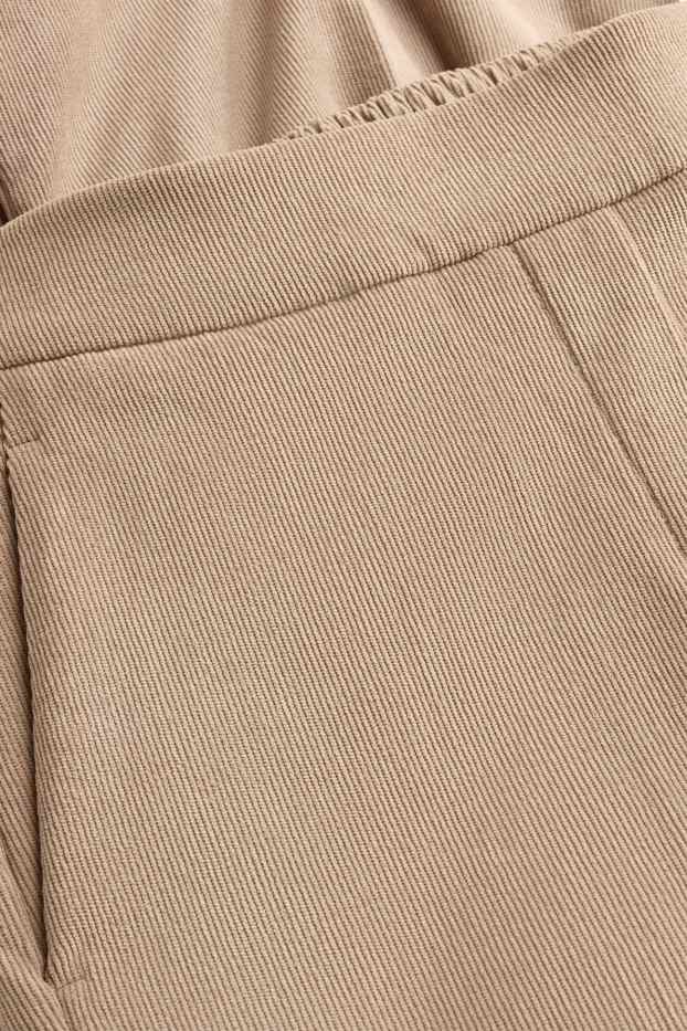 Donna - Pantaloni in velluto a coste - vita media - gamba ampia - beige