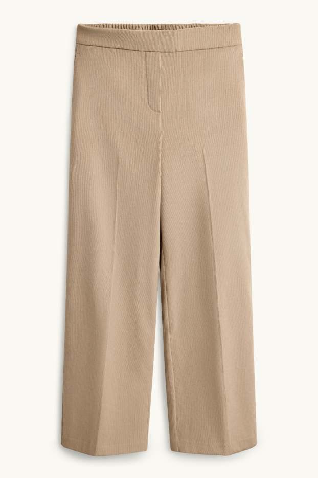 Donna - Pantaloni in velluto a coste - vita media - gamba ampia - beige