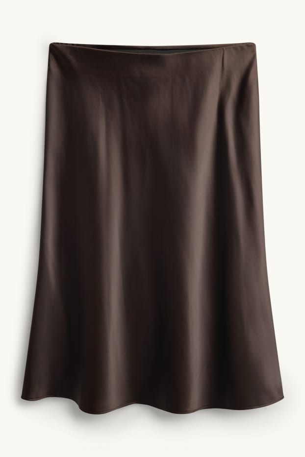 Women - Satin skirt - dark brown