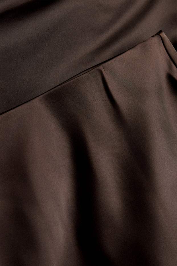 Women - Satin skirt - dark brown