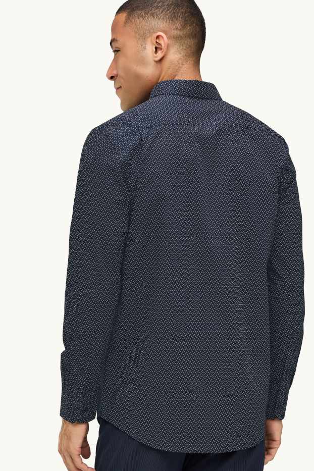 Hommes - Chemise - regular fit - col button-down - à motif - bleu foncé / blanc