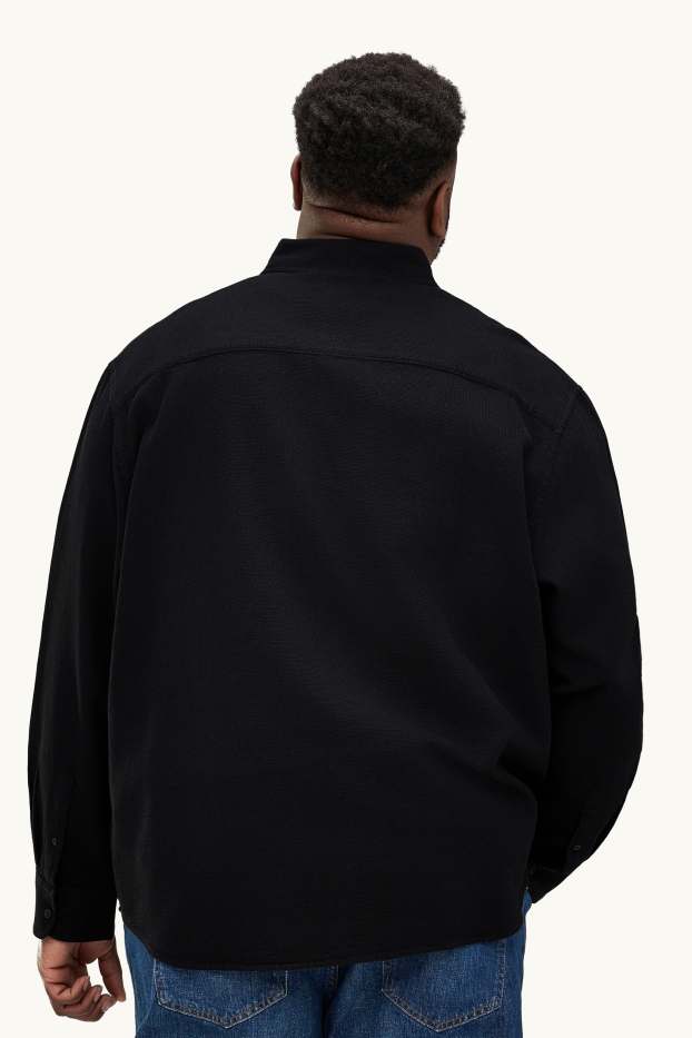 Hommes - Chemise - regular fit - col kent - finition texturée - noir