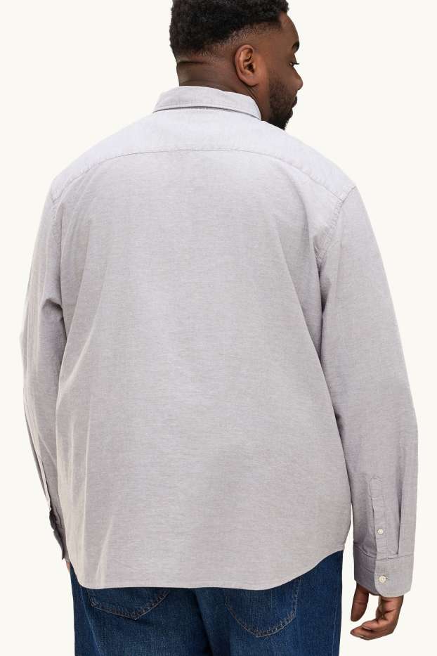 Hommes - Chemise - regular fit - col button down - gris clair