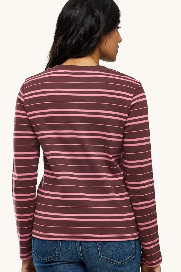 Damen - Langarmshirt - Regular Fit - gestreift - braun