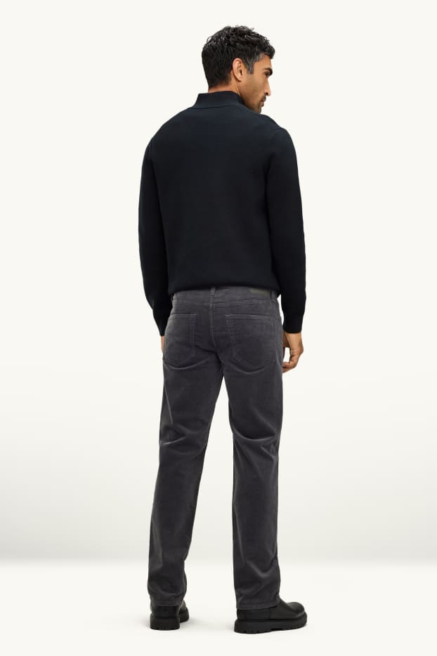 Men - Corduroy trousers - straight fit - denim-dark gray