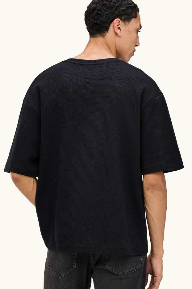 Uomo - T-shirt - oversize - tessuto tramato - nero