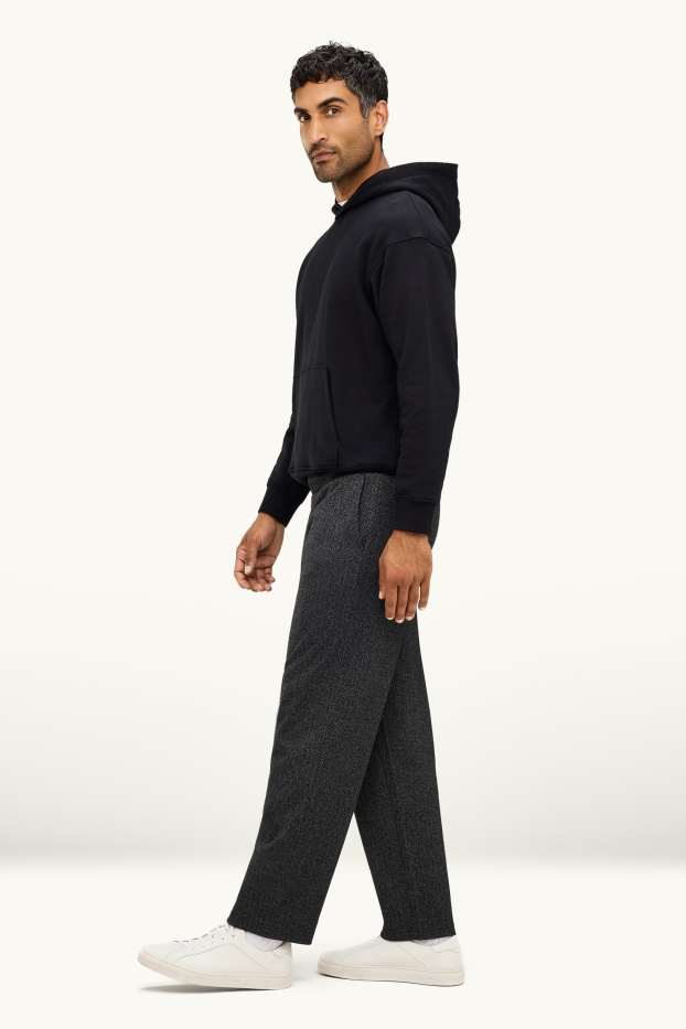 Men - Joggers - patterned - dark gray