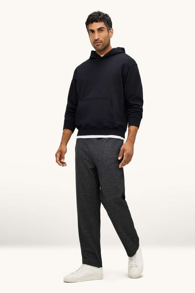 Men - Joggers - patterned - dark gray