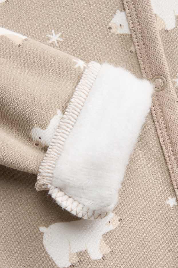 Unisex - Os polar i estrelles - pijama per a nadó - interior de pelfa - beix