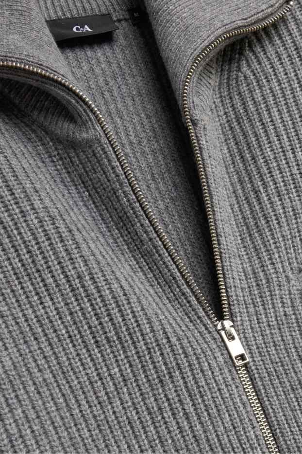 Hommes - Gilet en maille - finition côtelée - gris