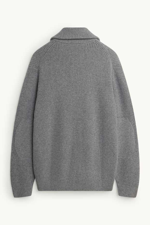 Hommes - Gilet en maille - finition côtelée - gris
