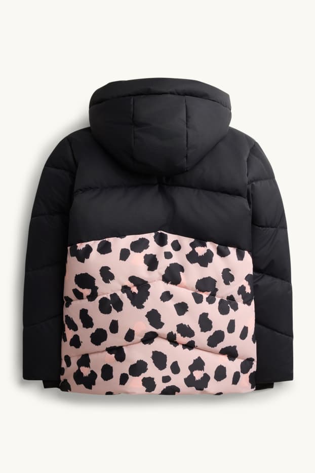 Bambine - Giacca da sci con cappuccio - imbottita - idrorepellente - nero / rosa