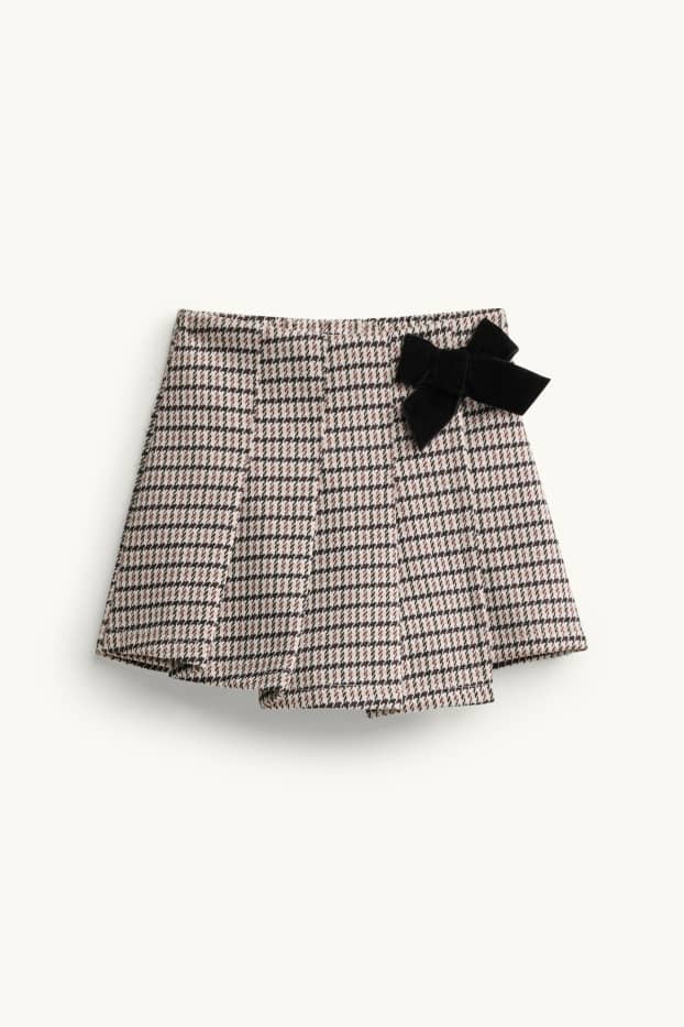 Copii - Fete - Set - pulover, fustă și dresuri - 3 piese - bordo / negru