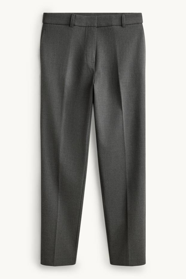 Women - Cloth trousers - mid-rise waist - slim fit - dark gray