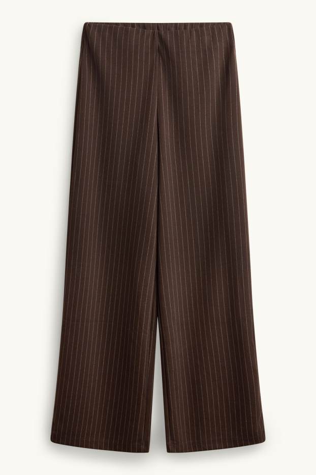 Femmes - Pantalon de jogging - fines rayures - marron