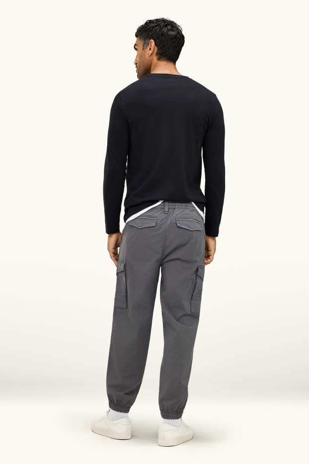 Heren - Cargobroek - tapered fit - donkergrijs