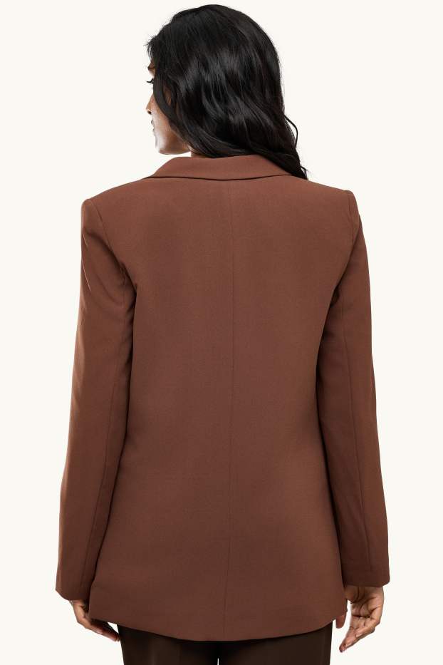 Women - Long blazer - regular fit - brown