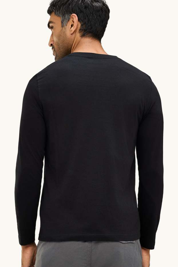Bărbați - Tricou cu mânecă lungă - regular fit - negru