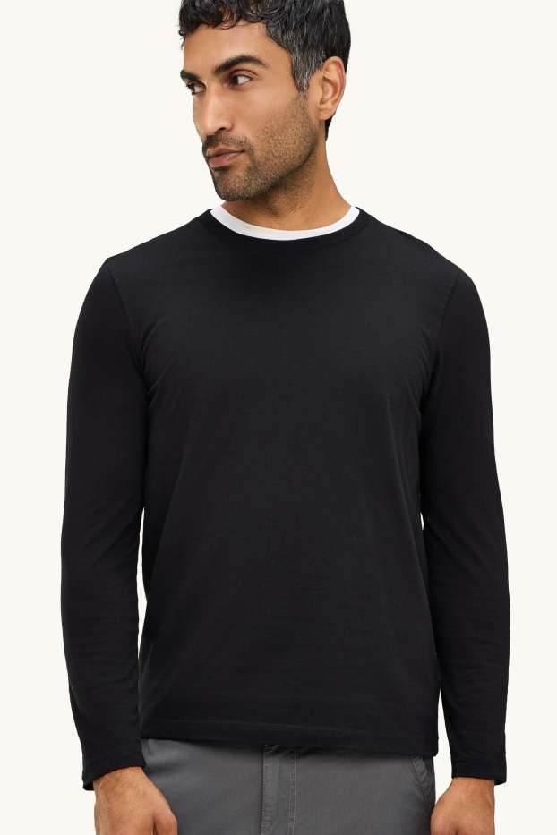 Bărbați - Tricou cu mânecă lungă - regular fit - negru