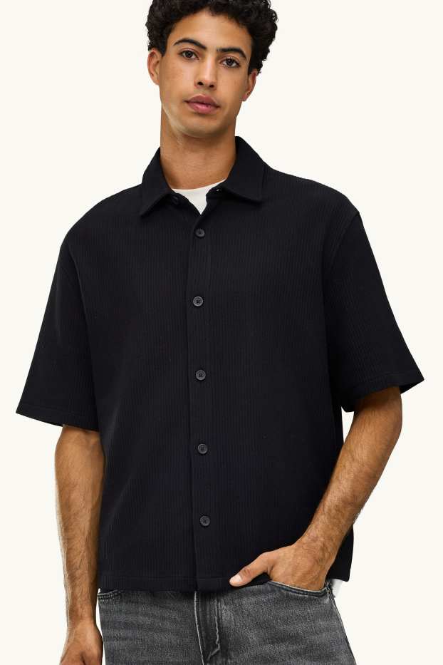 Home - Camisa - relaxed fit - Kent - acanalada - negre