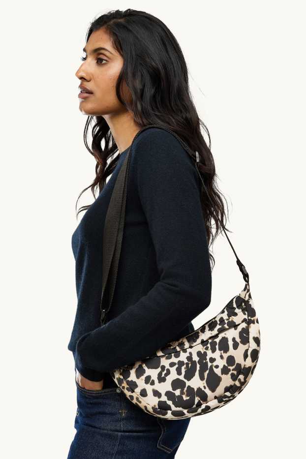 Femmes - Sac à bandoulière - imprimé léopard - noir / beige