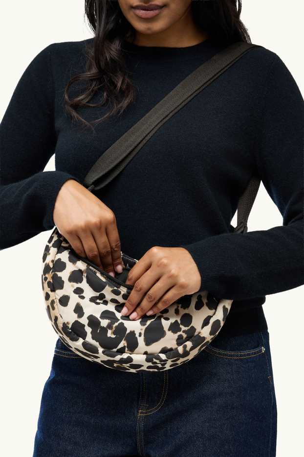 Femmes - Sac à bandoulière - imprimé léopard - noir / beige