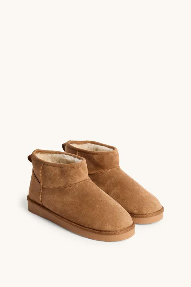 Damen - Ankle Boots - Velourslederimitat - braun