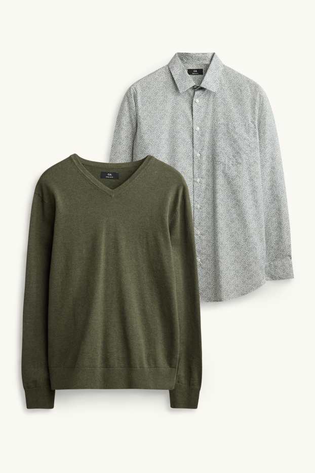 Home - Conjunt - jersei i camisa formal - 2 peces - verd