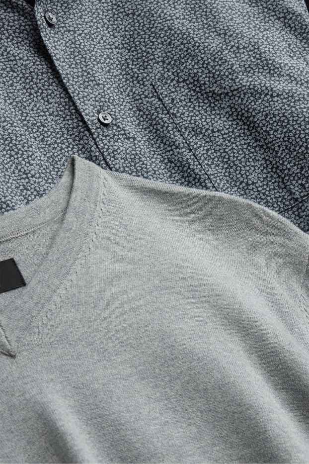 Home - Conjunt - jersei i camisa formal - 2 peces - negre/gris