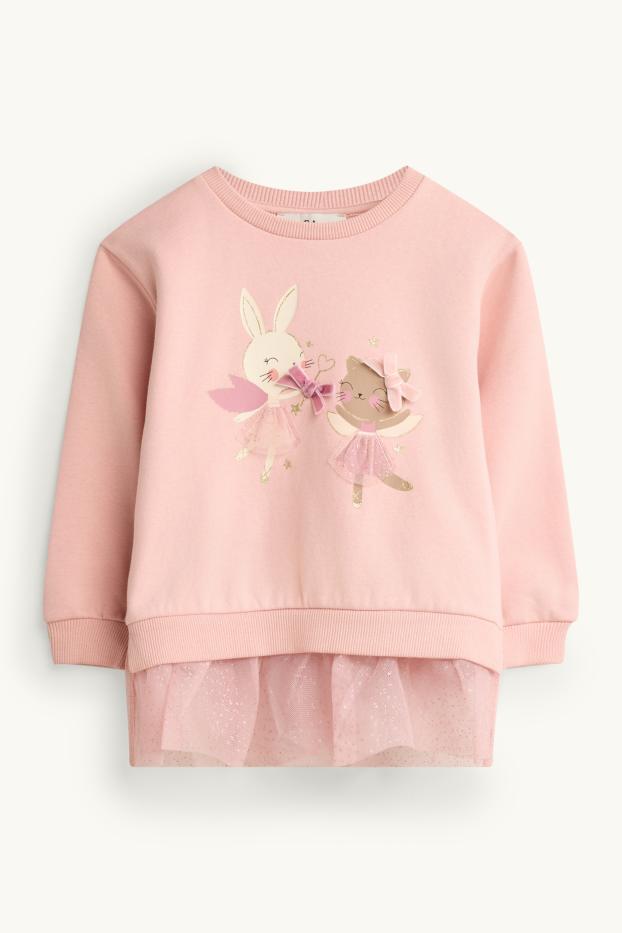 Nena - Conill gat i llaç - dessuadora - efecte brillant - rosa pastel