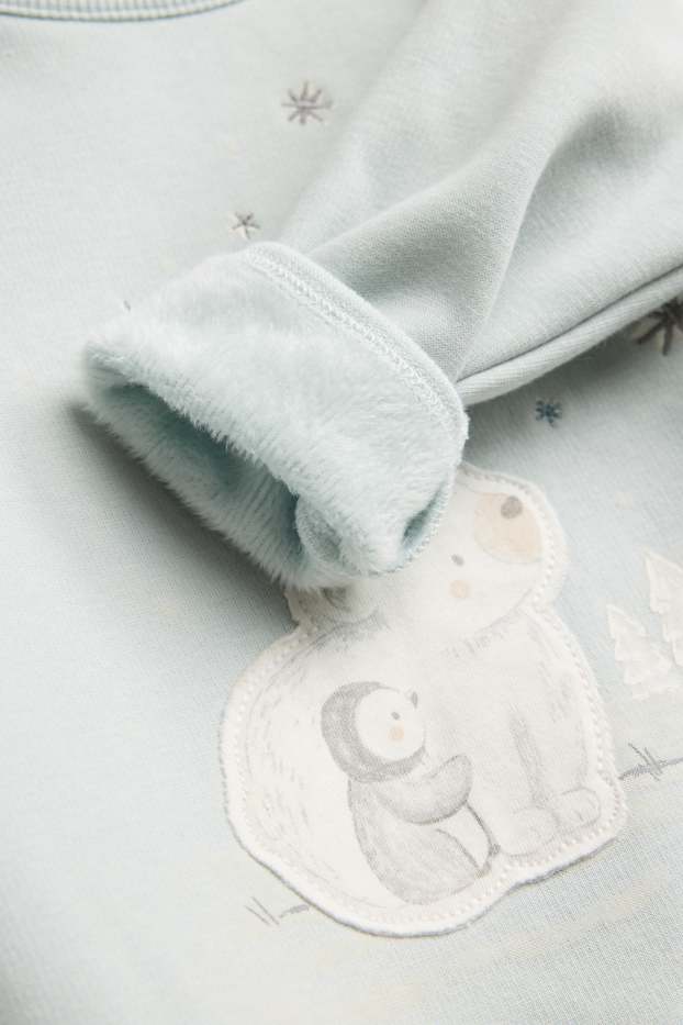 Unisex - Polar bear and penguin - baby sweatshirt - plush-lined - light blue