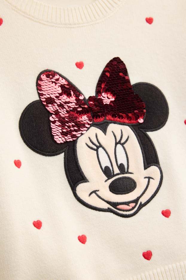 Copii - Fete - Minnie Mouse - pulover - aspect lucios - roșu / alb-crem