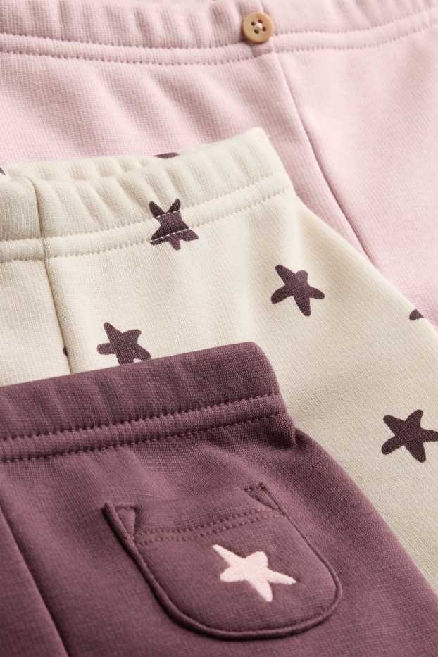 Bébés filles - Lot de 3 - petites étoiles - leggings bébé - marron / rose