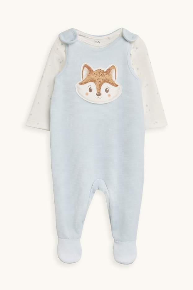 Bébés garçons - Renard et étoile - ensemble avec grenouillère - 2 pièces - bleu clair