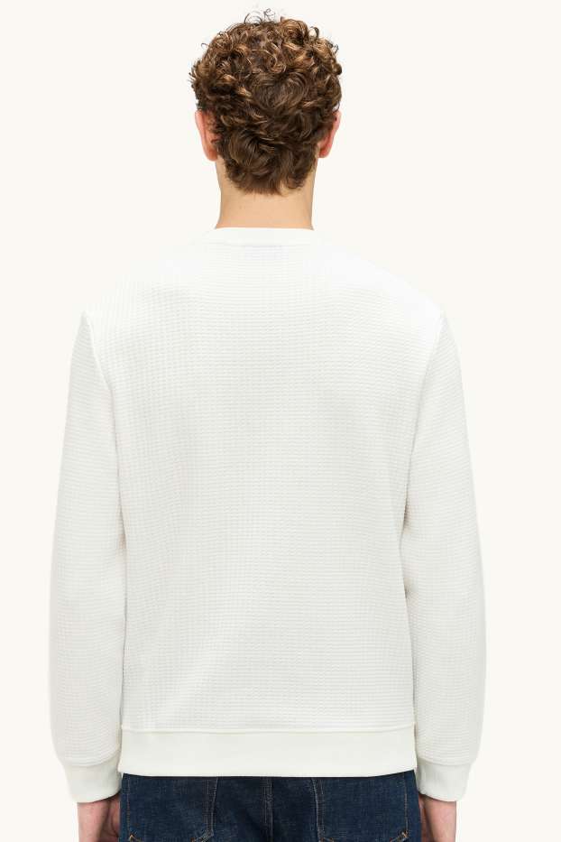 Herren - Sweatshirt - strukturiert - cremeweiss