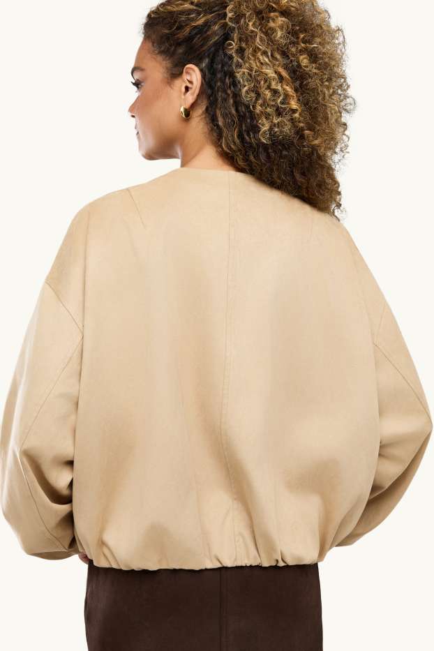 Femmes - Blouson aviateur - faux suède - beige